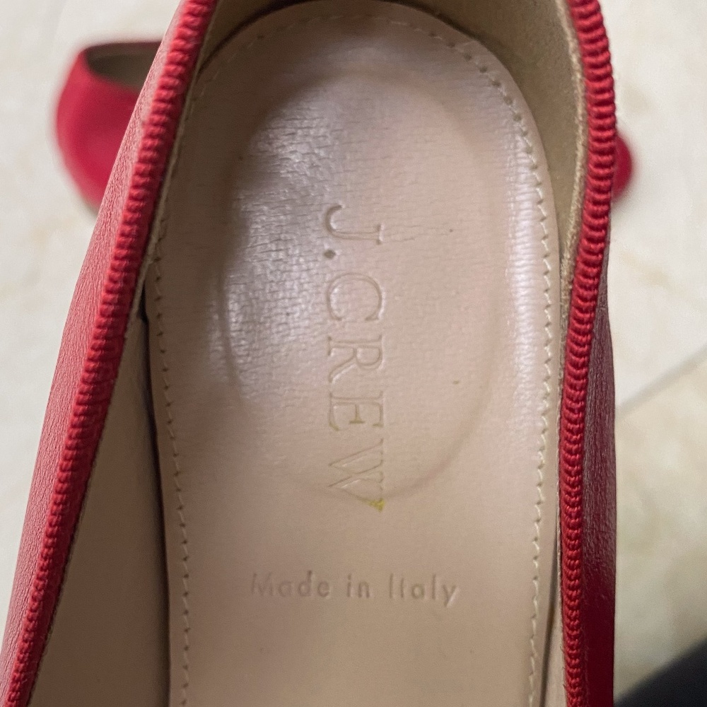 J. Crew Italian-Made Leather Red Ballet Flats Sz 8 - Picture 4 of 7